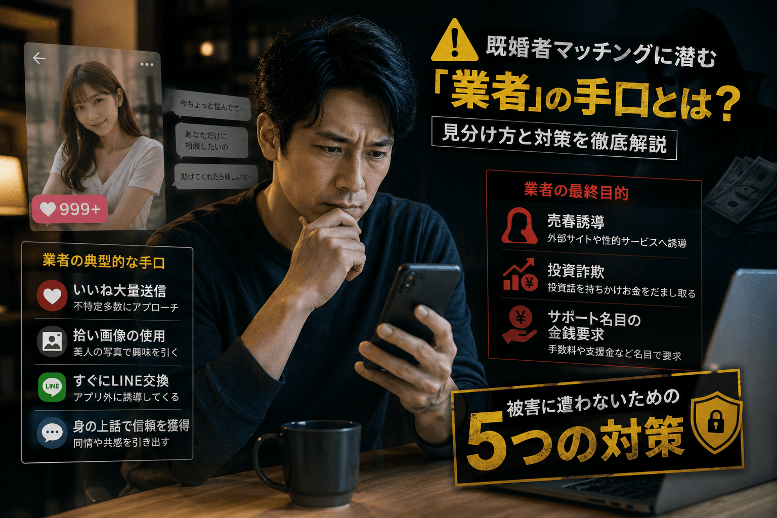 男性は要注意!既婚者マッチングに潜む「業者」の手口と見分け方